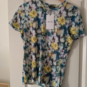 Yellow and Blue Fitted Short Sleeve Tee